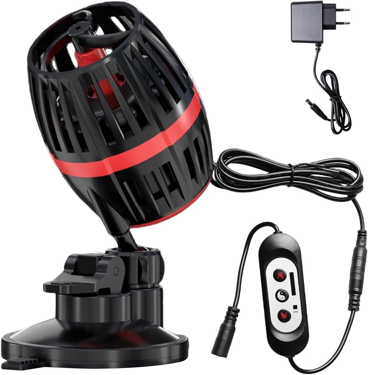 KZQ Aquariumgolfpomp - Golfmaker met turbine-stijl - Aquariumcirculatiepomp - Adapter inbegrepen - vereist 12V/2A-adapter voor werking - In 4 standen instelbare stroming - Geschikt voor visbakken en aquaria