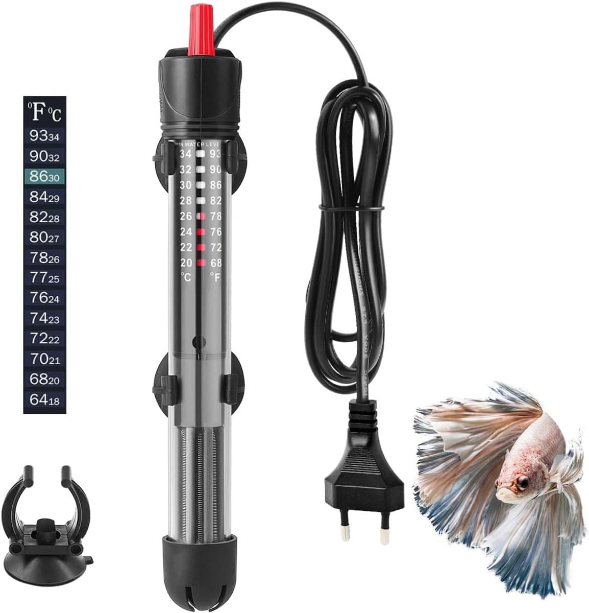 Aquarium Verwarmer 50W - 15-50L Verdikt Kwartsglas Aquariumverwarming - Instelbare Temperatuur Aquarium Heater met Zuignappen & Thermostaat - 1 Stuk