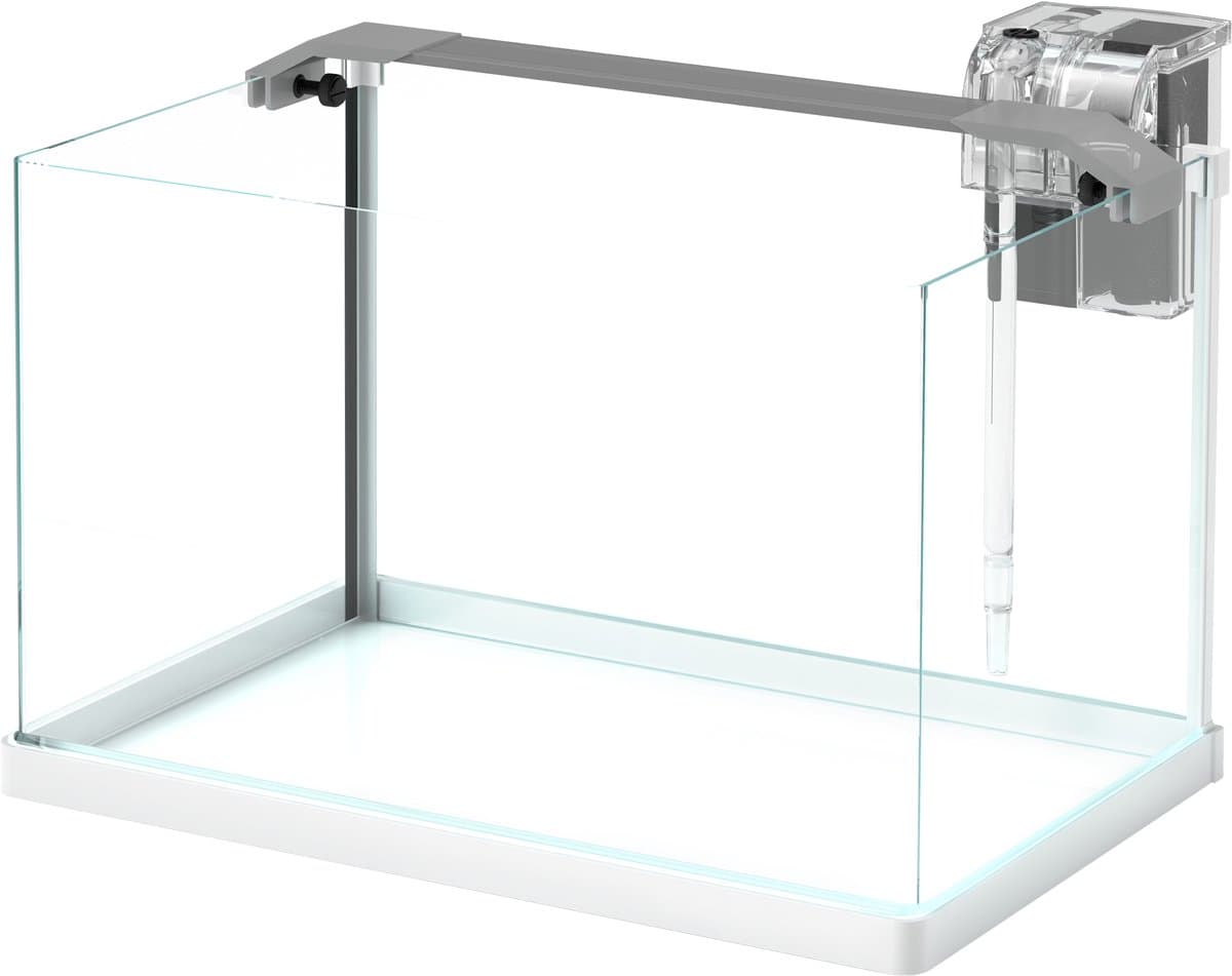Glazen aquarium met LED-verlichting - 20 liter inhoud - filterpomp - 38 x 26 x 27 cm - wit - afbeelding 1