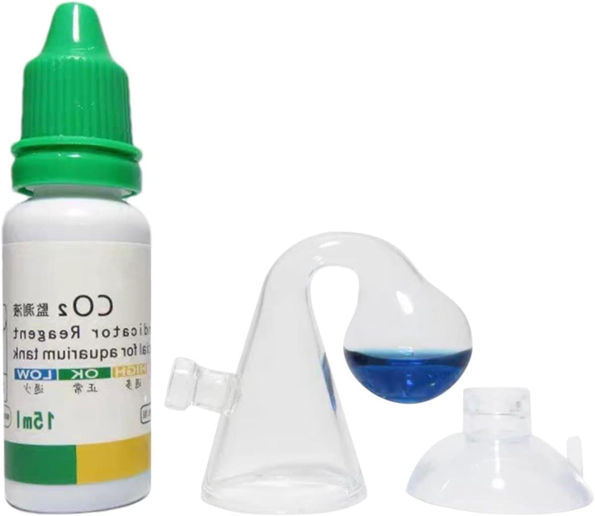 CO2 Testset Aquarium - CO2 Monitor Diffuser - Aquarium Water Kwaliteit - Draagbaar Acryl Ontwerp - 15 ml Oplossing - Groen/Geel