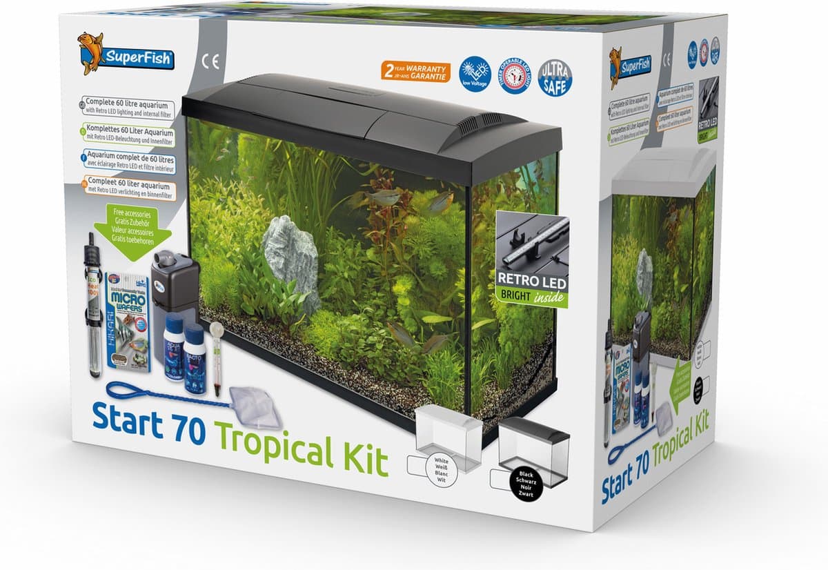 Superfish start 70 tropical kit - 58 x 28 x 45 cm - 70 L - Zwart