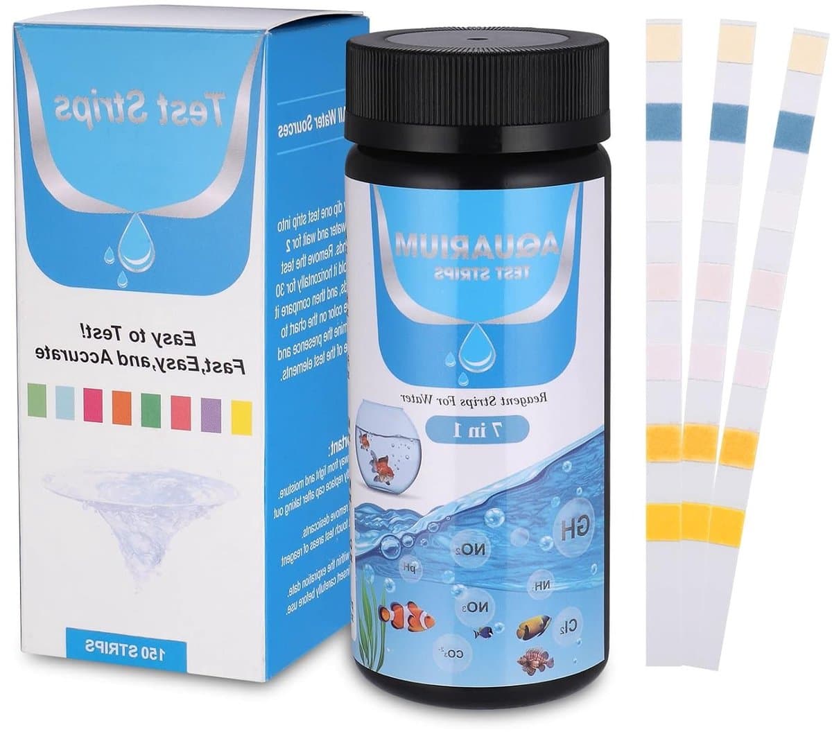 7-in-1 pH Teststrips voor Aquariums en Zwembaden - Waterkwaliteit Testset voor Ammoniak, Nitriet en Chloorwaarden