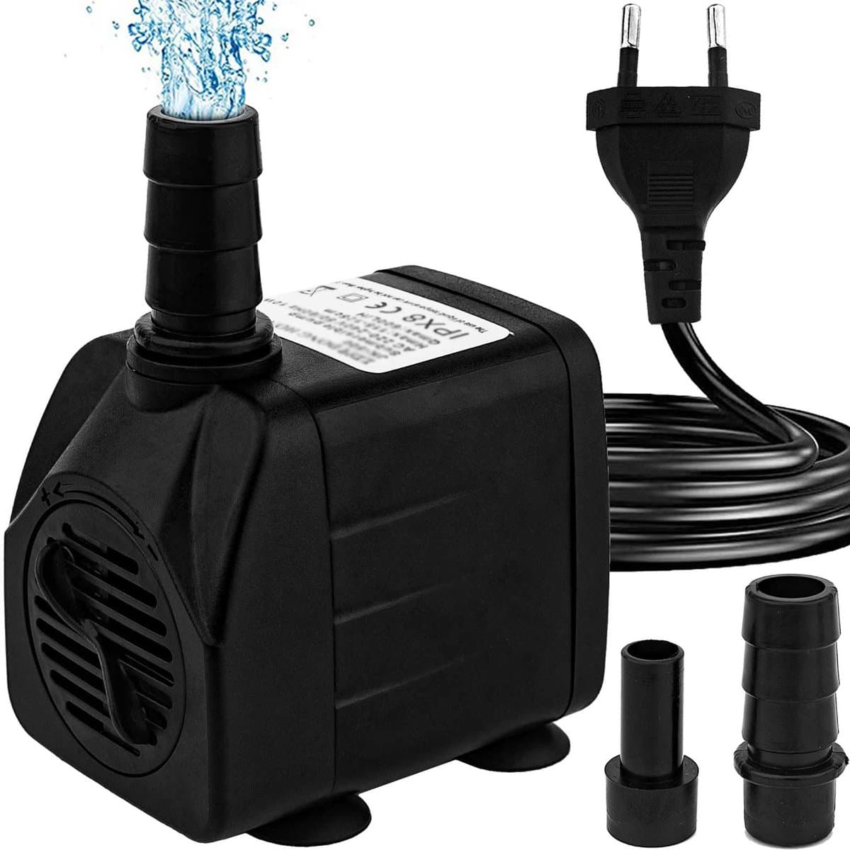 Ynkkvre - Waterpomp - Mini-waterpomp - Aquariumpomp - Sproeier - 600 L/uur Met Instelbare Stroom + Ultra Stille Werking Voor Vijvers En Hydrocultuur - 1 - Aquaria, Tuin, Zwart