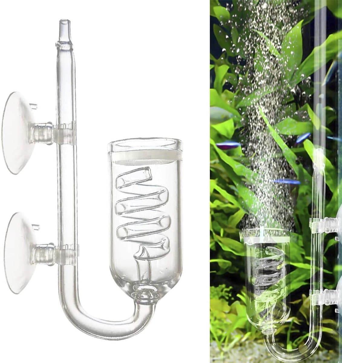 carmdering - CO2 Diffusor - CO2 Systeem Spiral - Aquarium Diffusor - Verhoogt CO2 Oplossing - Beschermt Planten Gezondheid - Hoogwaardig Glas - 1 Stuk