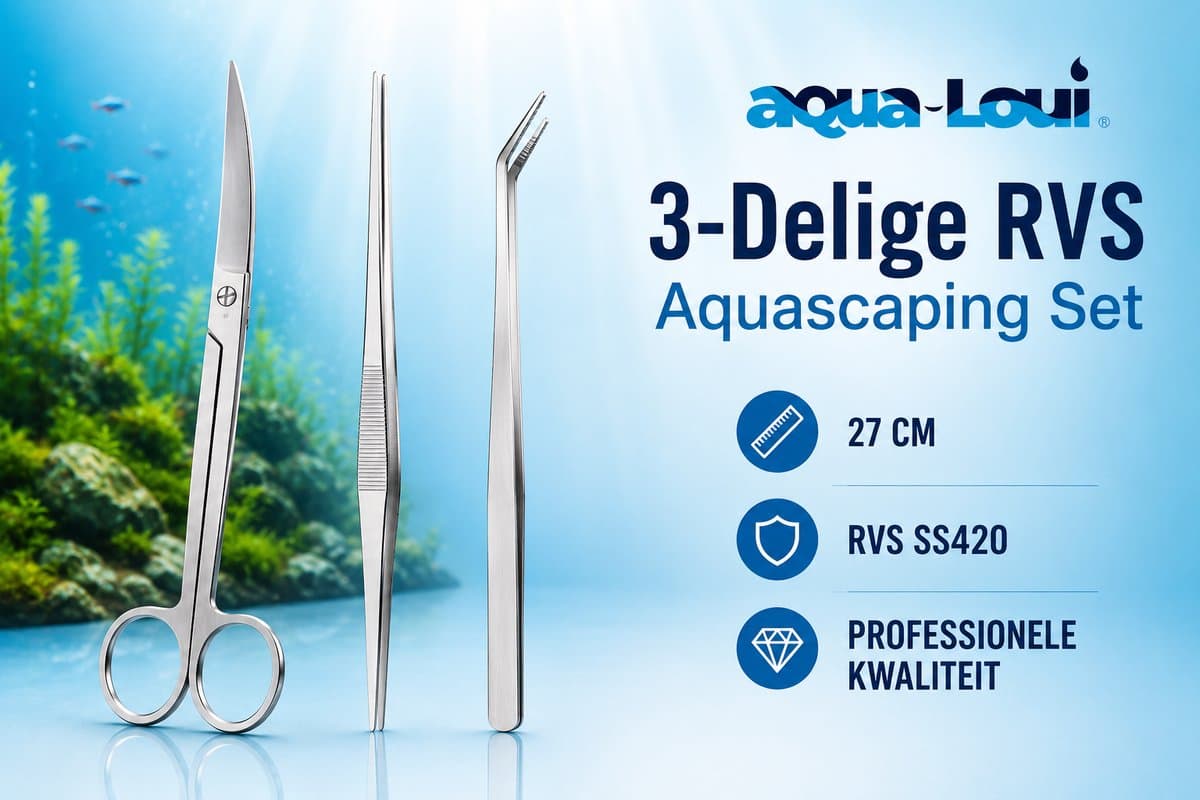 Aqua-Loui® - Aquarium Gereedschapset - 3-delig RVS - 2 Pincetten & Schaar - Voor Aquascaping en Plantenverzorging