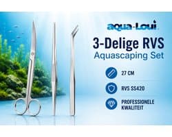Aqua-Loui® - Aquarium Gereedschapset - 3-delig RVS - 2 Pincetten & Schaar - Voor Aquascaping en Plantenverzorging