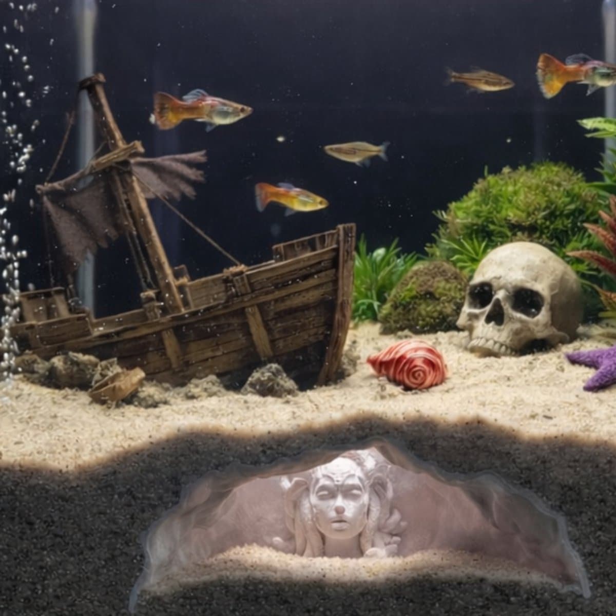 T3D Aquarium Grot Medusa – Aquarium Decoratie Steen – Schuilplaats voor Vissen & Garnalen – Aquarium Ornament – Wit