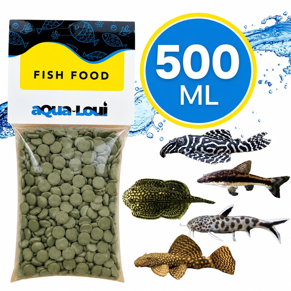 Aqua-Loui® - Spirulina Tabletten (Wafers) - Visvoer voor Pleco's, Bodemvissen en Algeneters - Tropisch Aquariumvoer - Rijk aan Spirulina, Vitamines & Mineralen - 500 ml