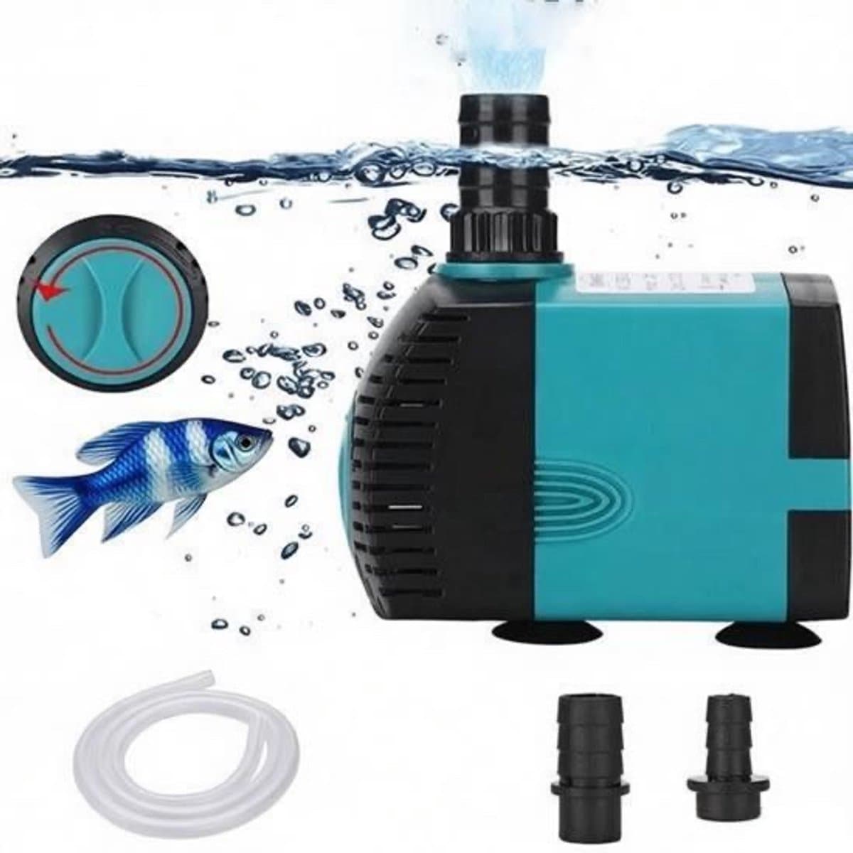 Waterpompen - Mini Waterpomp 10W - Ultra Stille Dompelpomp 600L/u - Aquarium Waterpomp - Vijverpomp - Fonteinpomp - Maximale Opvoerhoogte 1,2 m - Met 1,5 m netsnoer, 2 sproeiers - Voor Aquaria, Fonteinen, Beelden, Hydrocultuur, Vijvers