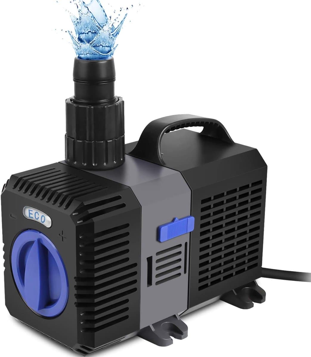 Mini-waterpomp (600 l/h, 10 W), ultrastille aquariumpomp met hoge slag, fonteinpomp met 1,5 m netsnoer, 2 sproeiers voor aquaria, vijver, fonteinen, beelden, hydrocultuur