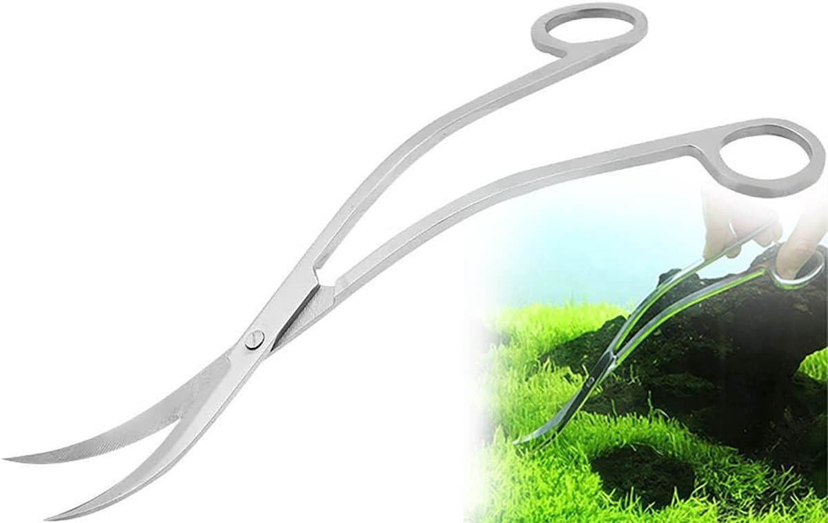 Aquarium Planten Schaar - RVS Wave plantenschaar - Aquarium Schaar Gebogen - Aquarium Planten Schaar met Kromme Bek - Voor Aquariumplanten en Aquascaping - Lengte 25 cm