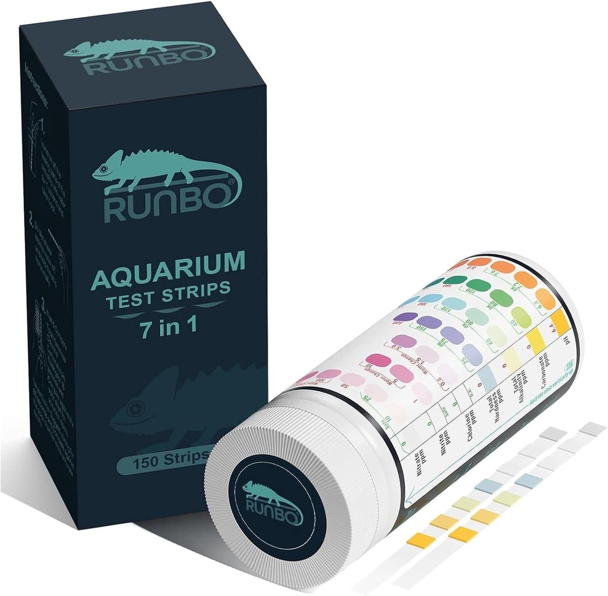 SnelShoppen - 7-in-1 Aquarium Test Strips - 150 Stuks - Waterkwaliteit Testset voor Zoetwater - Nitraat, Nitriet, Hardheid, Alkaliteit, pH, Chloor, Ca