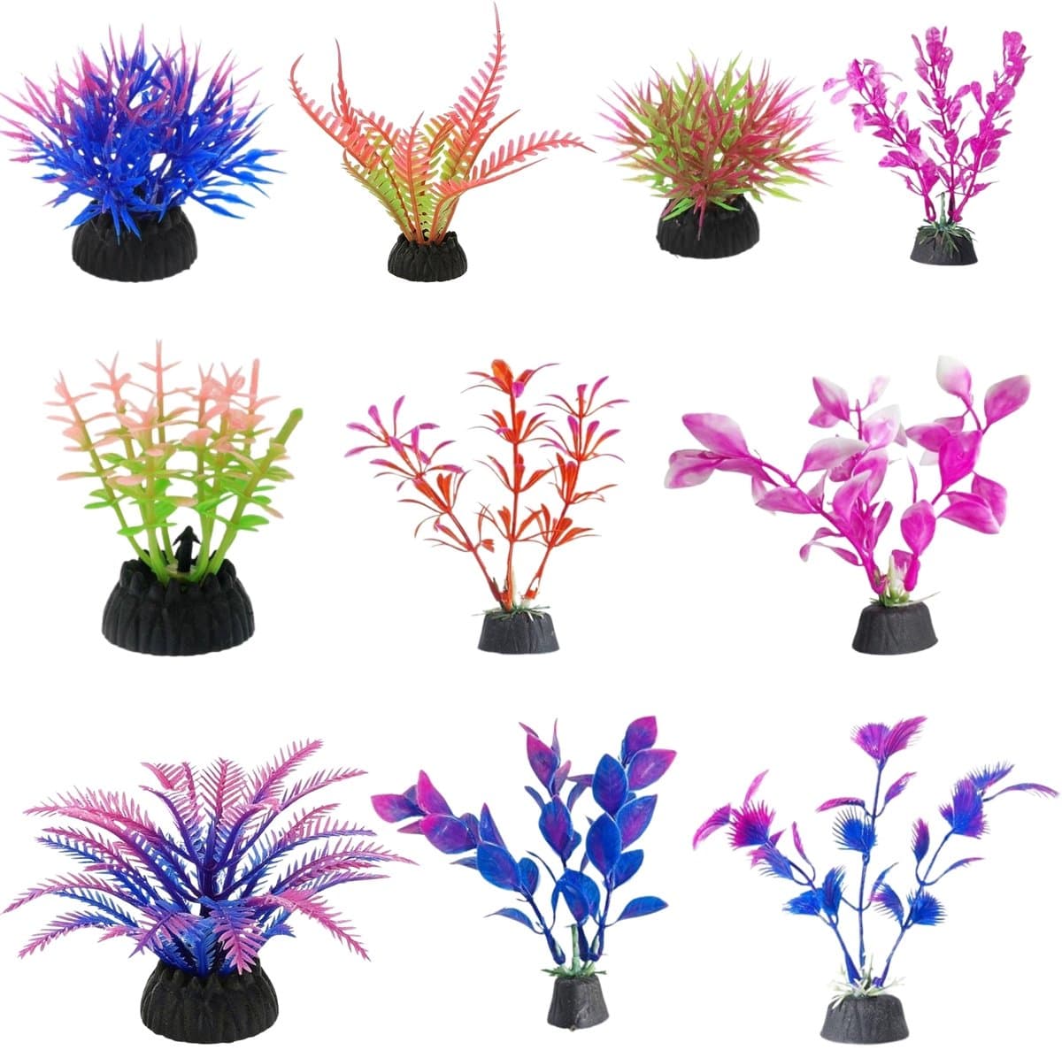 Solud® Aquarium decoratie set paars - Aquarium planten - Aquarium plantjes - Aquarium kunstplanten 10 stuks - 5-12 CM