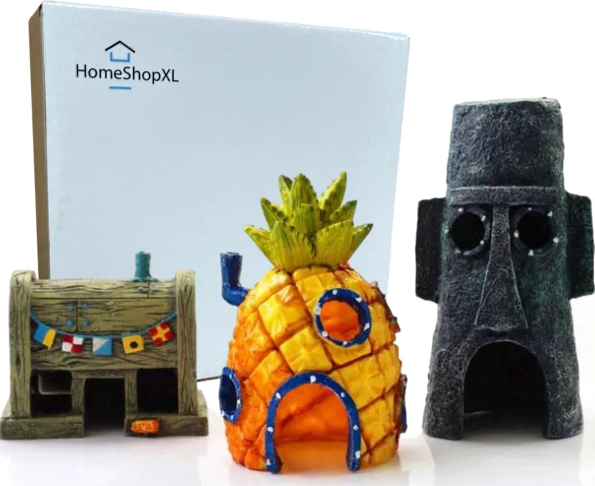 Aquarium Decoratie - Ornamenten - Set van 3 - Spongebob