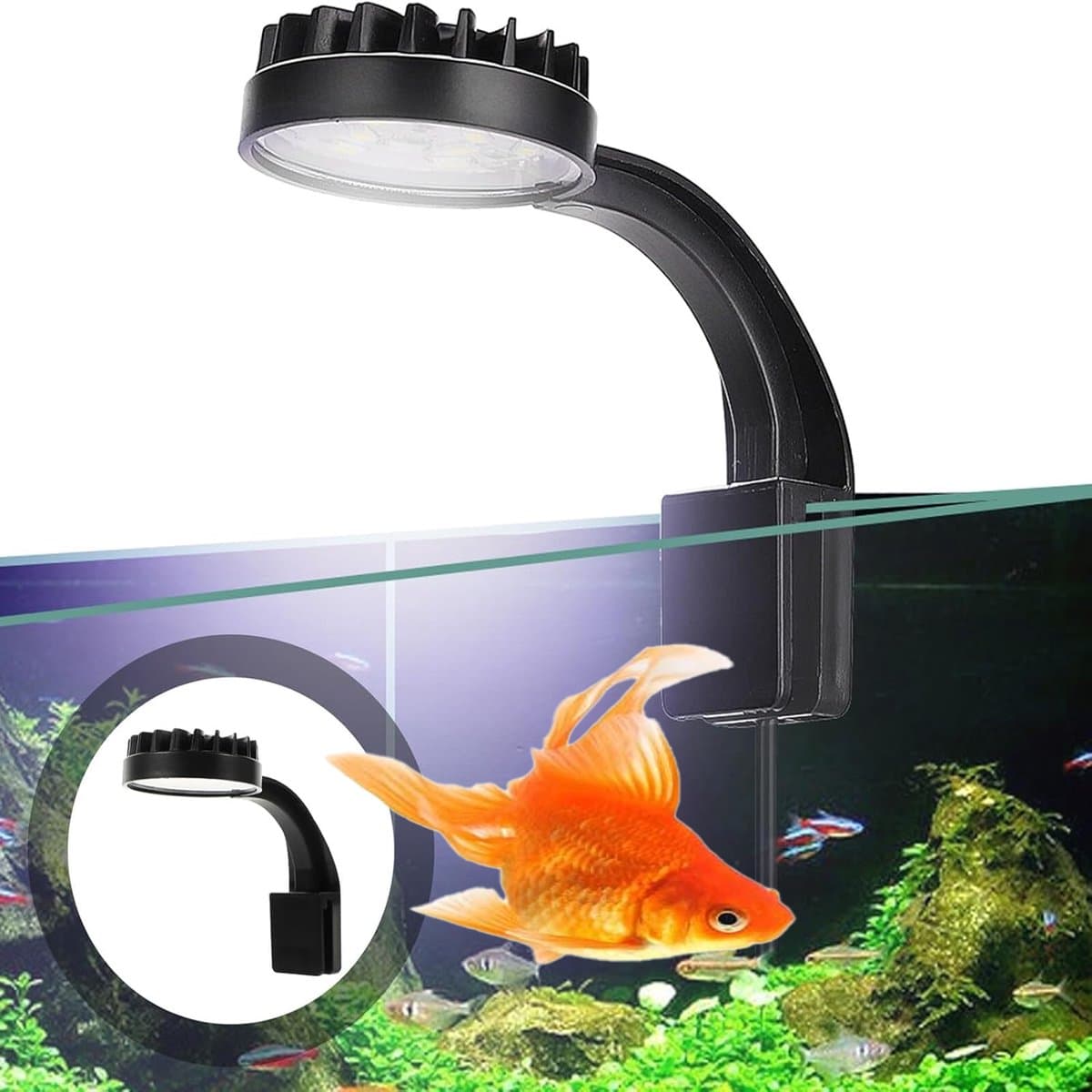 KZQ LED Aquarium Klemspot 5W Volspectrum voor Kleine Vissenbak 3 5 mm Glas Universele Opklembare Aquariumlampen Zwart