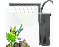 Aquariumfilter - Filterpomp - 300 L/H - Dompelbaar - Filter - Intern Aquariumfilter - Filter Met Pomp - 13.4 X 3.8 X 2.8cm - Aquarium Filter Pomp - Zuurstofpomp Aquarium - Aquarium Pomp Met Filter - Geschikt Voor Aquariums Van 10 Tot 75 Liter - Zwart