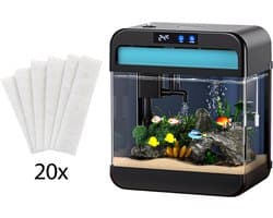 AquaImpact Zelfreinigend Aquarium 13 L + 20 Filters – Set met 3-in-1 Pomp, Filter, LED‑verlichting & Luchtbevochtiger - Modern Design