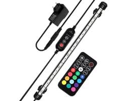 5.4W Aquarium led verlichting RGB-Lengte 48.5cm-Via de afstands bediening kunt u de kleuren instellen-Dimmen van de rgb aquarium verlichting is ook mogelijk-Onderwater ledlamp van 48.5cm-IP67-Timer-functie,Functie voor zonsopgang en zonsondergang