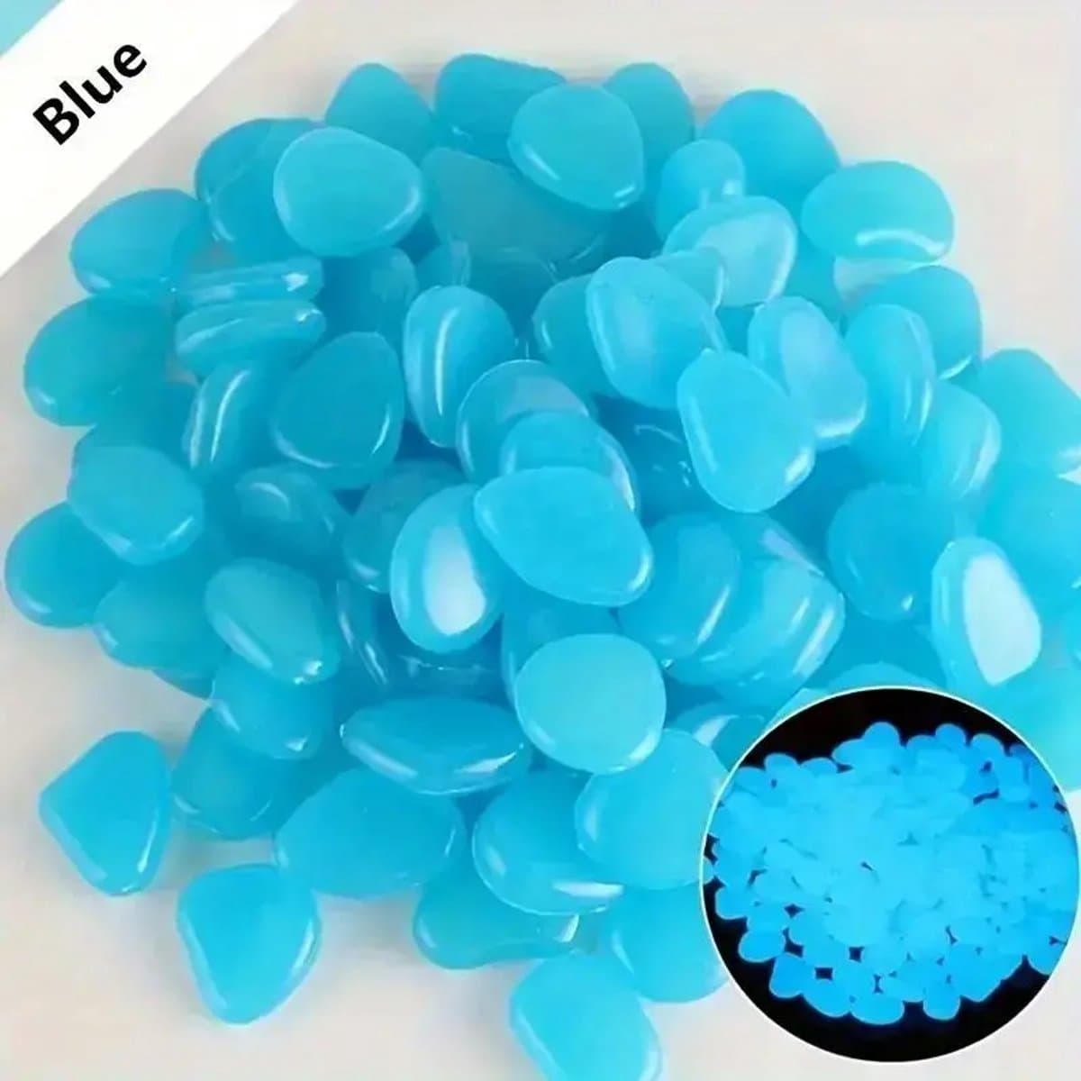 Glow In The Dark Stenen | Decoratie Stenen | Aquarium Steentjes | Tuin Stenen | 40 Stuks | BLAUW